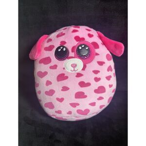 TY Pink Heart Squish Mellow Dog